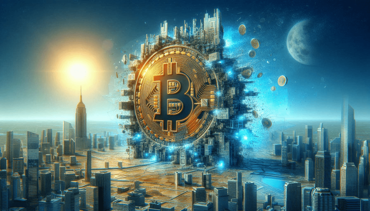 Futuristic Bitcoin cityscape